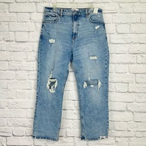 Abercrombie & Fitch Ultra High Rise Ankle Straight Jeans Distressed 33 | 16 Reg
